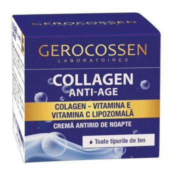 Crema Antirid de Noapte Collagen Anti-age pentru Toate Tipurile de Ten, Gerocossen Laboratoires, 50 ml