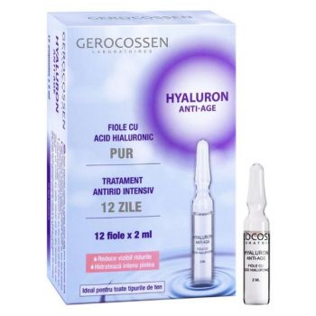 Fiole cu Acid Hialuronic Pur - Hyaluron Anti-age, Gerocossen Laboratoires, 12 fiole x 2 ml