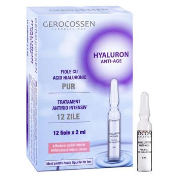 Fiole cu Acid Hialuronic Pur - Hyaluron Anti-age, Gerocossen Laboratoires, 12 fiole x 2 ml la reducere