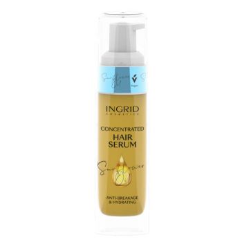Ser Concentrat pentru par fragil Ingrid Hair Serum cu Ulei de Floarea Soarelui, rol anti-rupere si anti-cadere, 30 ml la reducere