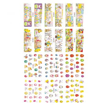 Set stickere pentru decor unghii Lila Rossa, pentru paste, 12 buc, bn-545-548