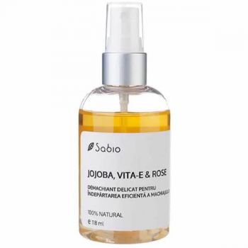 Demachiant bifazic cu jojoba, viță-E și rose, 118 ml, Sabio
