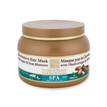 Masca pentru par cu ulei de argan din Maroc, Health and Beauty Dead Sea, imbogatita cu keratina, fara parabeni, 250 ml de firma originala