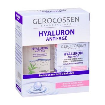 Set Cadou Hyaluron Anti-Age - Crema Antirid de Zi cu SPF 10, 50 ml si Apa Micelara 3 in 1, 300 ml, 1 pachet ieftin