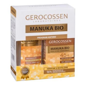 Set Cadou Manuka Bio - Crema Antirid pentru Riduri Formate 45+, 50 ml si Apa Micelara 3 in 1, 300 ml, Gerocossen, 1 pachet