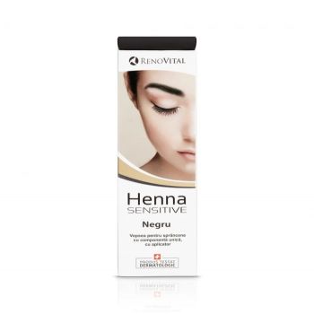 Vopsea crema pentru sprancene Renovital, Negru, Henna Sensitive, 6ml