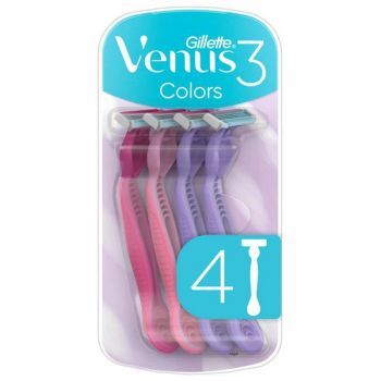 Aparat de Ras cu 3 Lame pentru Femei - Gillette Venus 3 Colors, 4 buc