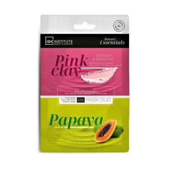 Set 2 masti faciale Skincare Essential Duo Pink Clay & Papaya IDC Institute 77020, 2x10 ml