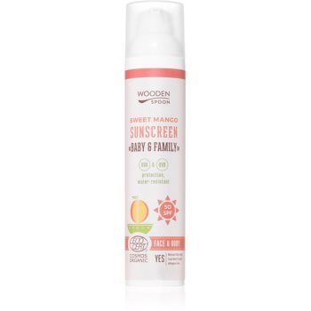 WoodenSpoon Baby & Family Sweet Mango loțiune cu protecție solară pentru toată familia SPF 50