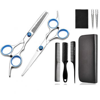 Set Foarfeca de Tuns si Filat Barber 6.7 Inch cu Husa, Pieptene pentru Filat, Clipsuri si Pieptene pentru Frizerie si Tapat