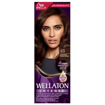 Vopsea Permanenta cu Ulei de Argan - Wella Wellaton Intense, nuanta 4/0 Saten Mediu, 110 ml la reducere