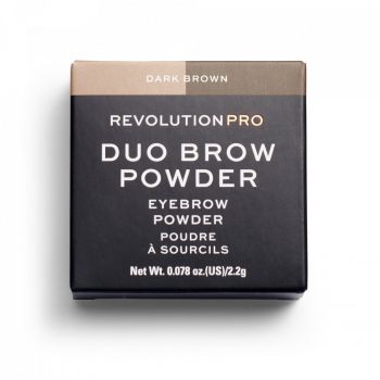 Pudra pentru sprancene Revolution PRO Duo, Makeup Revolution, 2,2 g (CULOARE: Dark Brown) de firma original