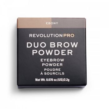 Pudra pentru sprancene Revolution PRO Duo, Makeup Revolution, 2,2 g (CULOARE: Ebony)