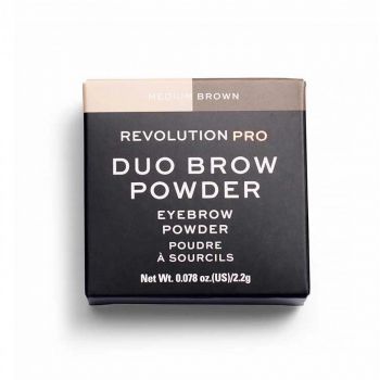 Pudra pentru sprancene Revolution PRO Duo, Makeup Revolution, 2,2 g (CULOARE: Medium Brown)