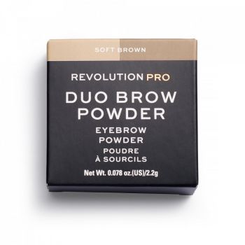Pudra pentru sprancene Revolution PRO Duo, Makeup Revolution, 2,2 g (CULOARE: Soft Brown)