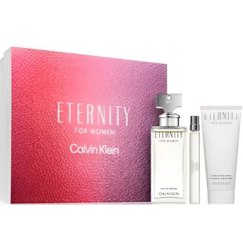 Set cadou Calvin Klein Eternity for Women, Apa de Parfum 100 ml + Lotiune de corp 100 ml + Mini Apa de Parfum 10 ml