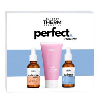 Set Perfect Routine SYNERGY THERM, Ser Radiance Vitamina C Lipozomala, 30 ml + Ser Hidratant Acid Hialuronic, 30 ml + Crema Synergy Therm Cremă solară pentru utilizare zilnică, SPF 50+, 50 ml de firma original