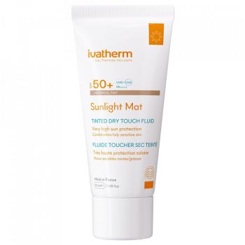 Crema protectie solara SPF50+ Ivatherm Sunlight Mat Tinted Dry Touch, 50 ml