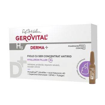 Fiole cu ser concentrat antirid Gerovital H3 Derma+, 10 fiole x 2 ml