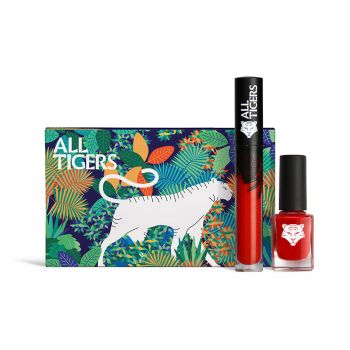 Set cadou All Tigers Natural & Vegan: Lac de unghii 298 Hit it big, 11 ml + Ruj lichid 888 Call me queen, 8 ml