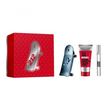 Set Cadou Carolina Herrera, 212 Men Heroes (Continut set: 90 ml Apa de Toaleta + 100 ml Gel de dus + 10 ml Apa de Toaleta)