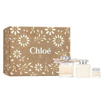 Set Cadou Chloe Eau de Parfum (Continut set: 75ml Apa de Parfum + 5 ml Apa de Parfum + 100ml Lotiune de Corp)