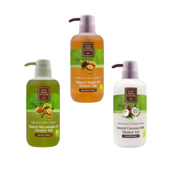 Set Cadou Eyup Sabri Tuncer Gel de dus Cocos 600 ml + Gel de dus Macadamia 600 ml + Gel de dus Argan 600 ml de firma original