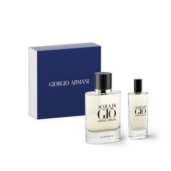Set cadou Giorgio Armani Acqua di Gio, Apa de Parfum Barbati (Continut set: 75 ml Apa de Parfum + 15 ml Apa de Parfum) de firma original