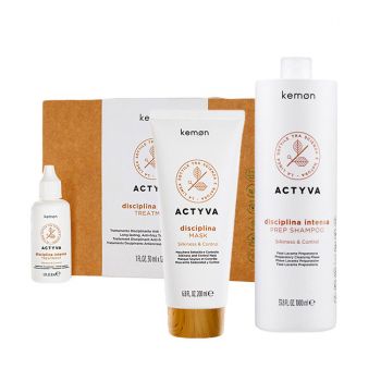 Set de disciplinare Kemon Actyva Disciplina, Sampon preparator 1000 ml + Masca 200 ml + Serum 12 x 30 ml