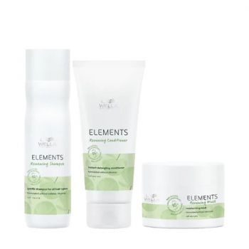 Set pentru par normal Wella Professionals Elements Renewing, Sampon 250 ml + Balsam 200 ml + Masca 150 ml ieftin