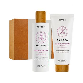 Set pentru par vopsit Kemon Actyva Colore Brillante, Masca 200 ml + Crema 125 ml ieftin