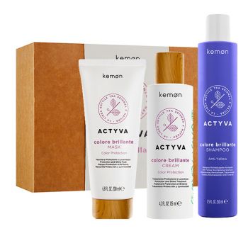 Set pentru par vopsit Kemon Actyva Colore Brillante, Sampon 250 ml + Masca 200 ml + Crema 125 ml de firma original