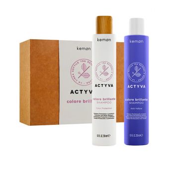 Set pentru par vopsit Kemon Actyva Colore Brillante, Sampon 250 ml + Sampon 250 ml ieftin