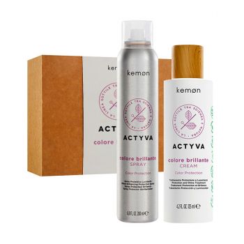 Set pentru par vopsit Kemon Actyva Colore Brillante, Spray 200 ml + Crema 125 ml de firma original