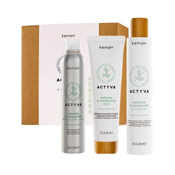 Set pentru volum Kemon Actyvia Volume e Corposità, Sampon 250 ml + Balsam 150 ml + Spray uscat 200 ml ieftin