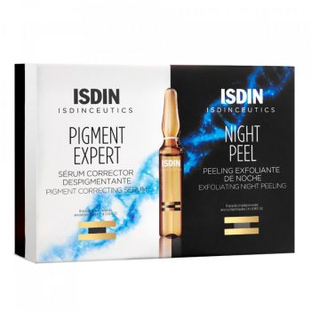 Ser corector pentru depigmentare + Peeling exfoliant de noapte Isdin, 10 + 10 fiole