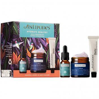 Set Antipodes Hydrate Healthy, Femei, Ser intensiv, 10 ml + Crema de noapte, 60 ml + Gel hidratant, 15 ml de firma original