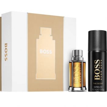 Set Cadou Boss The Scent, Apa de Toaleta, Barbati (Continut set: 50 ml Apa de Toaleta + 150 ml Deodorant spray)