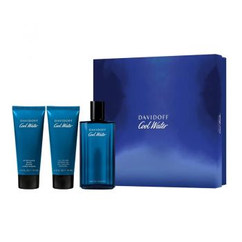 Set Cadou Davidoff Cool Water, Barbati Apa de Toaleta, 125 ml + Gel de Dus 75 ml + After Shave Balsam, 75 ml (Continut set: 125 ml Apa de Toaleta + 75 ml Gel de Dus + 75 ml After Shave Balsam)
