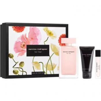 Set cadou Narciso Rodriguez For Her Eau de Parfum (Concentratie: Apa de Parfum, Gramaj: 100 ml Apa de Parfum + 50 ml Lotiune de corp + 10 ml Apa de Parfum) de firma original