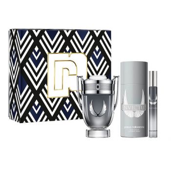 Set cadou Paco Rabanne, Invictus Platinum, Apa de Parfum, Barbati (Continut set: 100 ml Apa de parfum + 150 ml Deodorant spray + 10 ml Apa de Parfum) ieftin