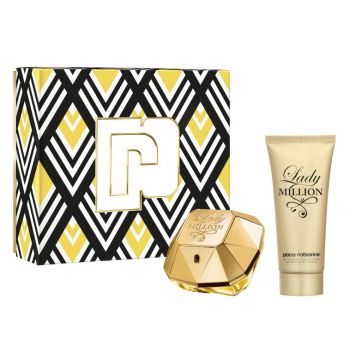 Set Cadou Paco Rabanne Lady Million, Apa de Parfum (Continut set: 80 ml Apa de Parfum + 100 ml Lotiune de corp) de firma original