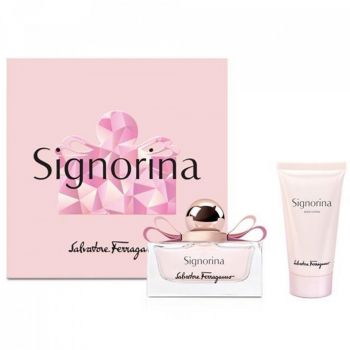 Set cadou Salvatore Ferragamo Signorina, Apa de Parfum, Femei (Continut set: 30 ml Apa de Parfum + 50 ml Lotiune de corp) de firma original