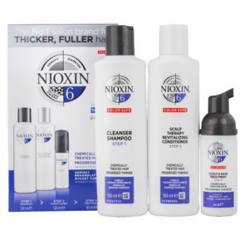 Set ingrijire par tratat chimic Nioxin Sistem No.6 (Continut set: 150 ml Sampon + 150 ml Balsam + 40 ml Tratament) ieftin