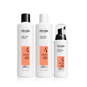 Set pentru par fin dramatic subtiat Nioxin System 4, Sampon, 150 ml + Balsam, 150 ml + Tratament, 40 ml