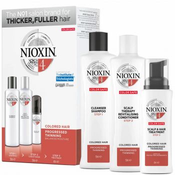 Set pentru par fin dramatic subtiat Nioxin System 4, Sampon, 300 ml + Balsam, 300 ml + Tratament, 100 ml ieftin