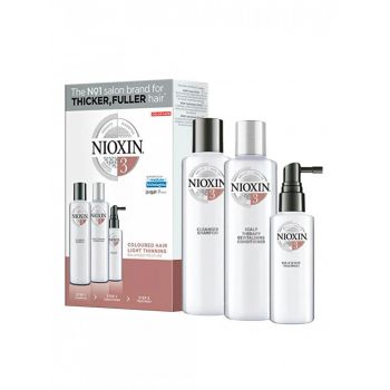 Set pentru vopsit Nioxin System 3, Sampon 150 ml + Balsam 150 ml + Tratament leave-in 50 ml