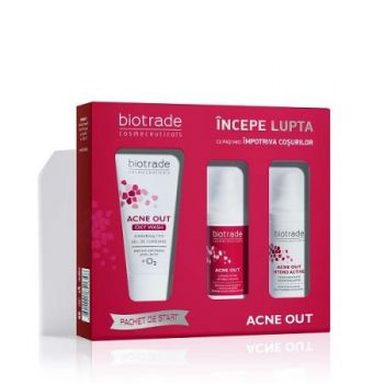 Pachet Biotrade Acne Out Gel de curatare, 50 ml + Lotiune activa, 20 ml + Crema hidratanta, 20 ml de firma original