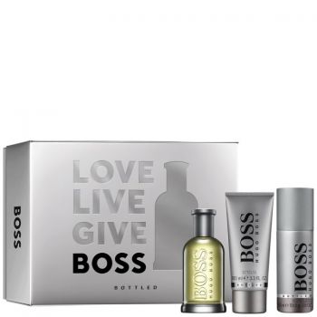 Set cadou Hugo Boss Boss Bottled, Barbati, Apa de Toaleta (Continut set: 100 ml Apa de Toaleta + 150 ml Gel de Dus + 150 ml Deodorant spray)