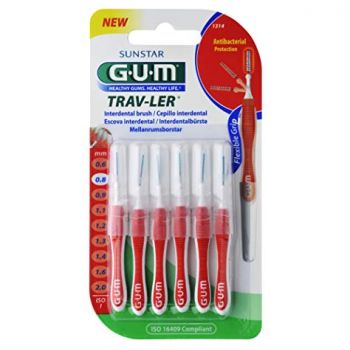 GUM PERII INTERDENTARE TRAV-LER 0.8MM ROSU 6BUC